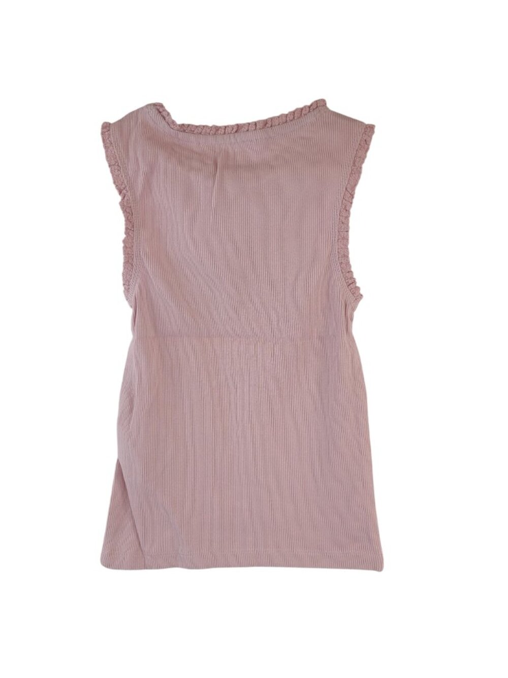 NEW Mini Boden Girls Pink Sleeveless Ribbed Top With Ruffle Trim Size 5-6Y - Picture 4 of 4